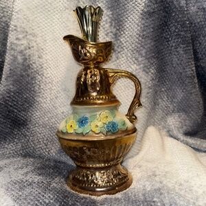 Jim Beam Vintage Empty Decanter 1976 Bourbon Weeping Gold Decanter Regal China